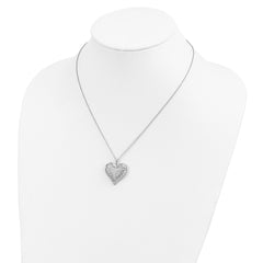 Sentimental Expressions Sterling Silver Rhodium-plated Antiqued CZ To My Daughter 18in Heart Necklace QSX437