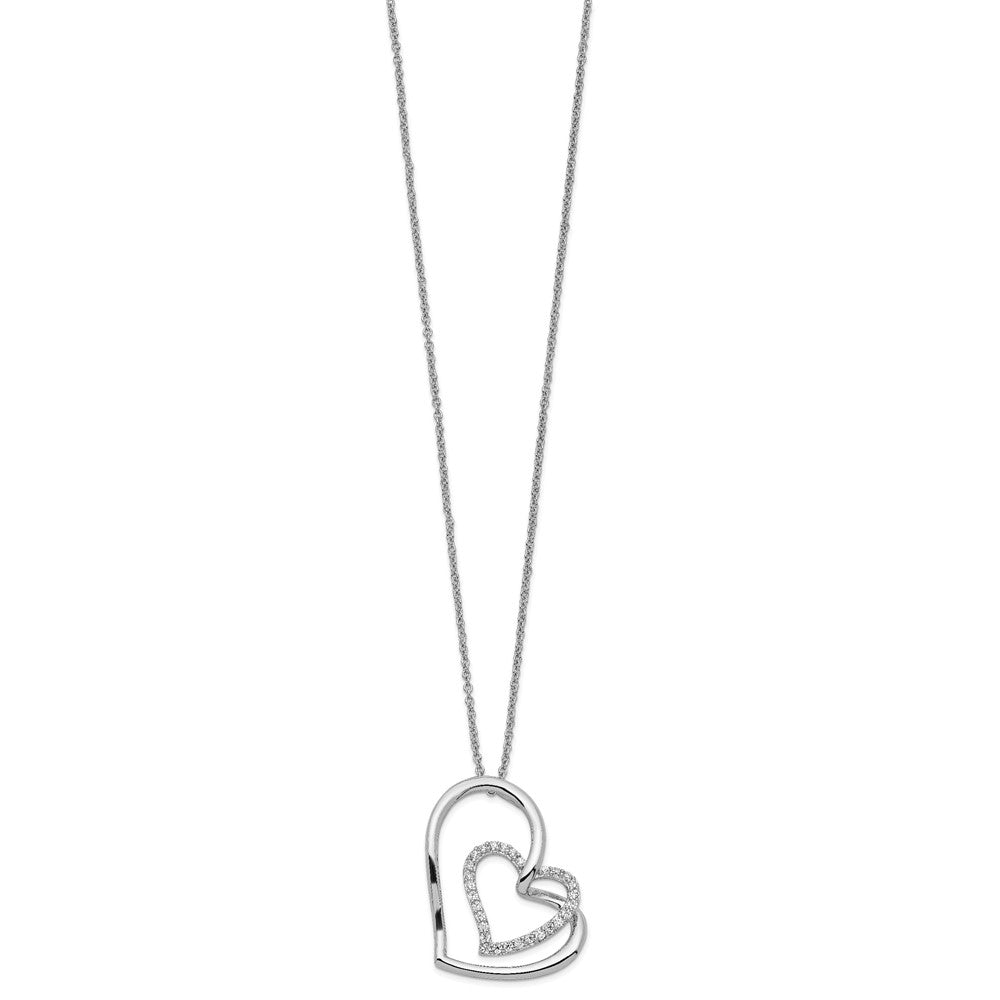 Sentimental Expressions Sterling Silver Rhodium-plated Antiqued CZ Thank You Grandma 18in Hearts Necklace QSX438