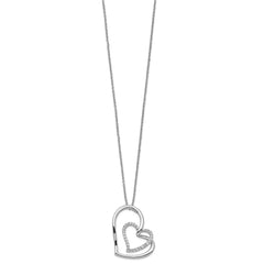 Sentimental Expressions Sterling Silver Rhodium-plated Antiqued CZ Thank You Grandma 18in Hearts Necklace QSX438