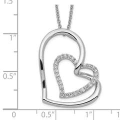 Sentimental Expressions Sterling Silver Rhodium-plated Antiqued CZ Thank You Grandma 18in Hearts Necklace QSX438