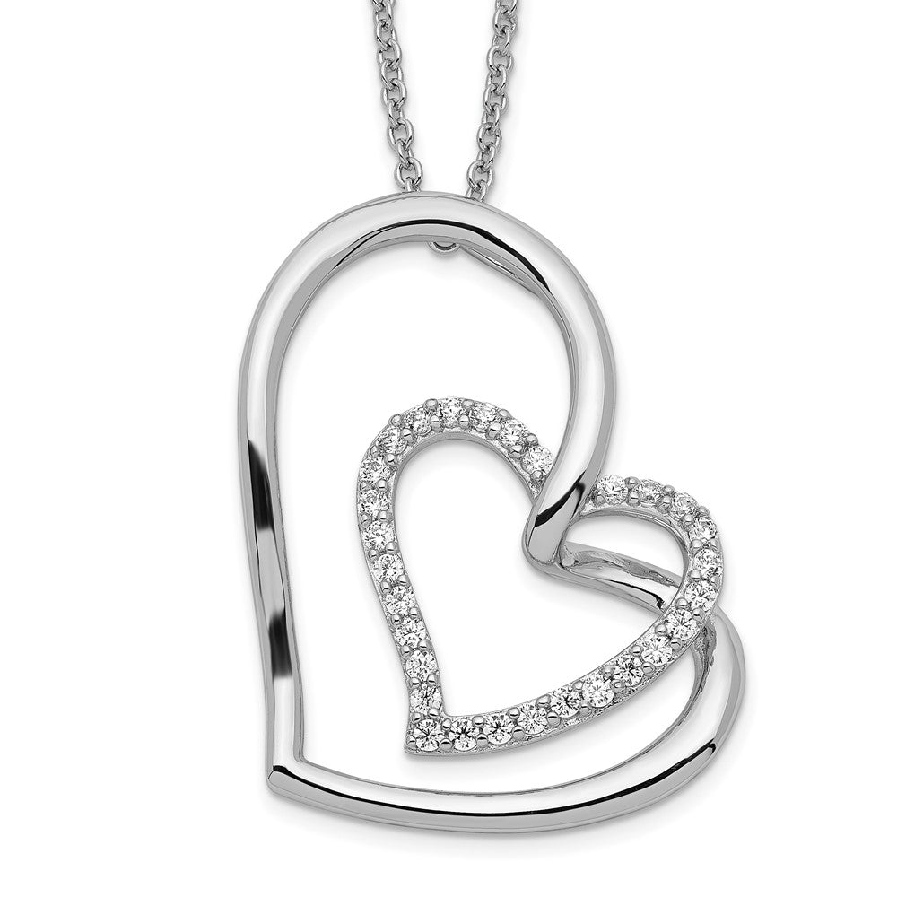Sentimental Expressions Sterling Silver Rhodium-plated Antiqued CZ Thank You Grandma 18in Hearts Necklace QSX438