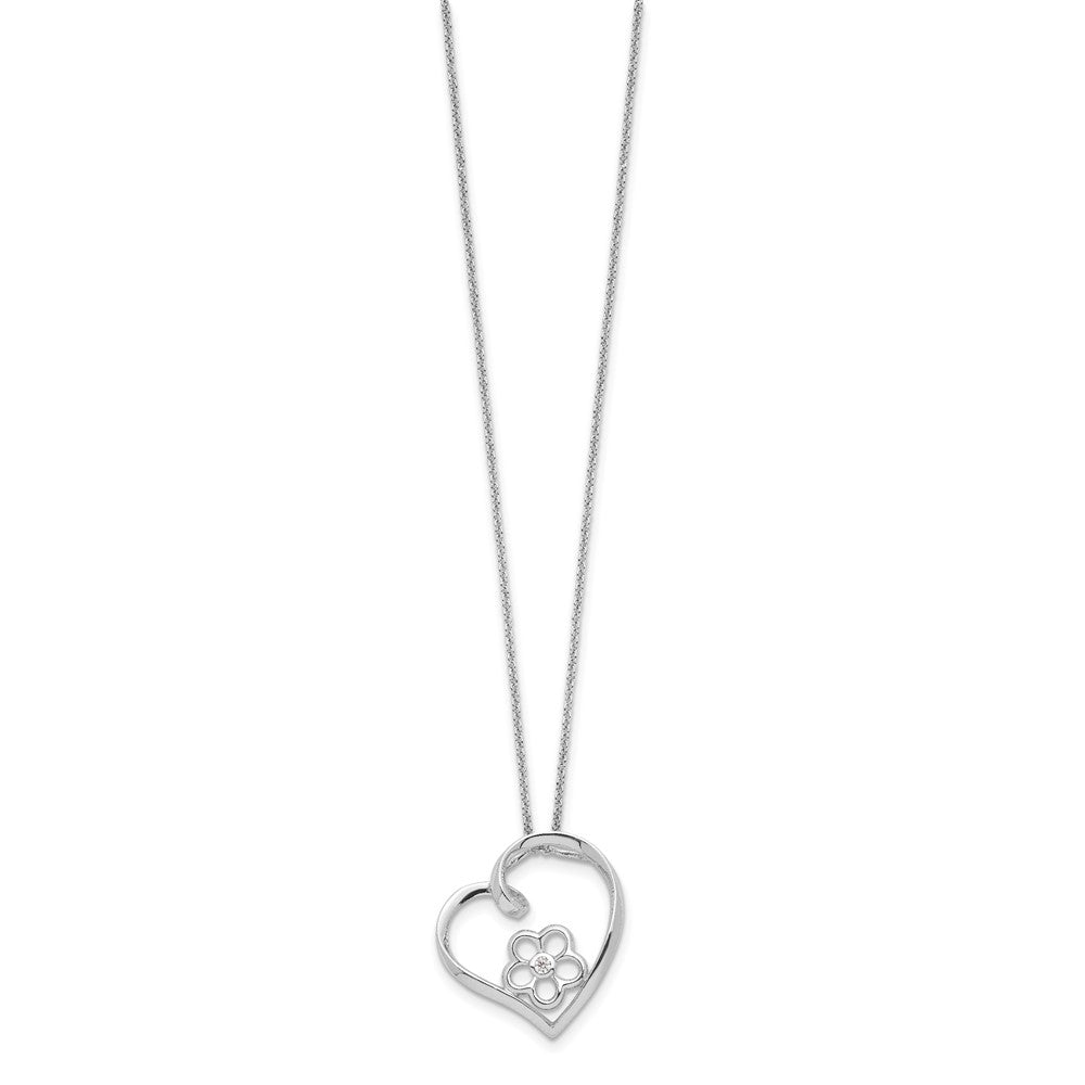 Sentimental Expressions Sterling Silver Rhodium-plated CZ My Special Niece 18in Flower in Heart Necklace QSX441