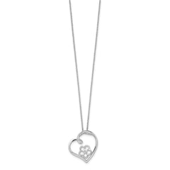 Sentimental Expressions Sterling Silver Rhodium-plated CZ My Special Niece 18in Flower in Heart Necklace QSX441