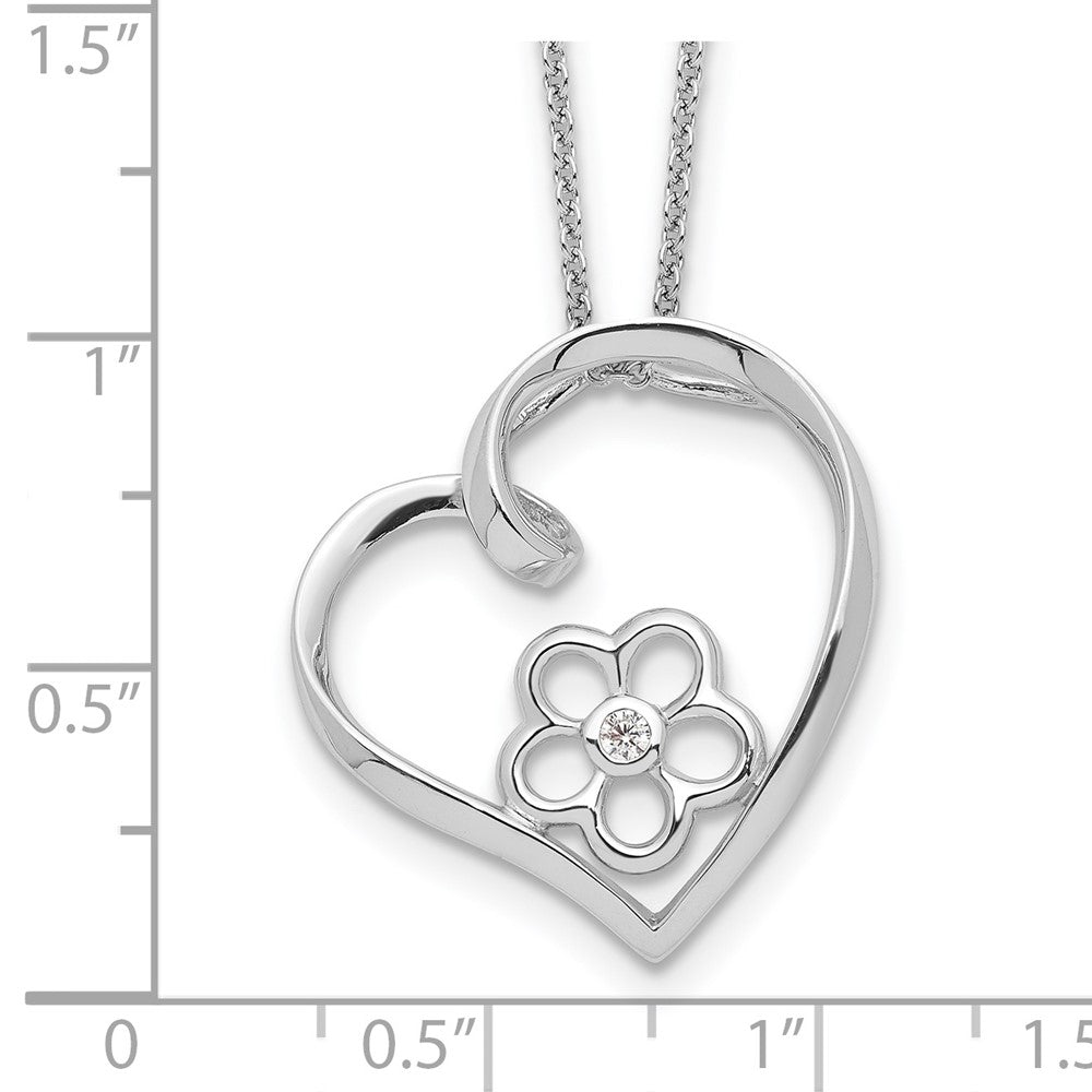 Sentimental Expressions Sterling Silver Rhodium-plated CZ My Special Niece 18in Flower in Heart Necklace QSX441