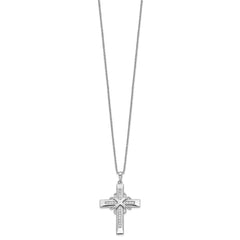 Sentimental Expressions Sterling Silver Rhodium-plated CZ Steadfast Love 18in Cross Necklace QSX499