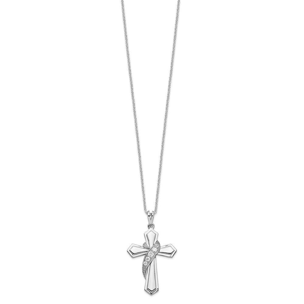 Sentimental Expressions Sterling Silver Rhodium-plated CZ My Journey Of Hope 18in Cross Necklace QSX500