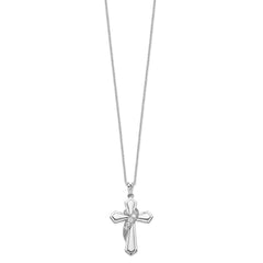 Sentimental Expressions Sterling Silver Rhodium-plated CZ My Journey Of Hope 18in Cross Necklace QSX500