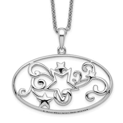 Sentimental Expressions Sterling Silver Rhodium-plated Antiqued I Believe In You 18in Star Necklace QSX522