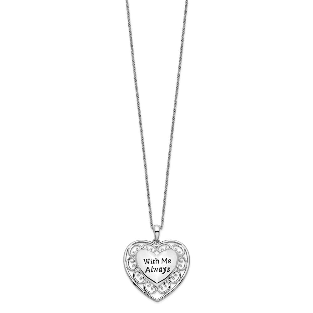 Sentimental Expressions Sterling Silver Rhodium-plated Antiqued With Me Always 18in Heart Necklace QSX530