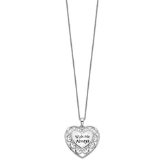 Sentimental Expressions Sterling Silver Rhodium-plated Antiqued With Me Always 18in Heart Necklace QSX530