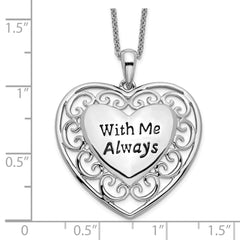 Sentimental Expressions Sterling Silver Rhodium-plated Antiqued With Me Always 18in Heart Necklace QSX530