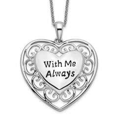 Sentimental Expressions Sterling Silver Rhodium-plated Antiqued With Me Always 18in Heart Necklace QSX530