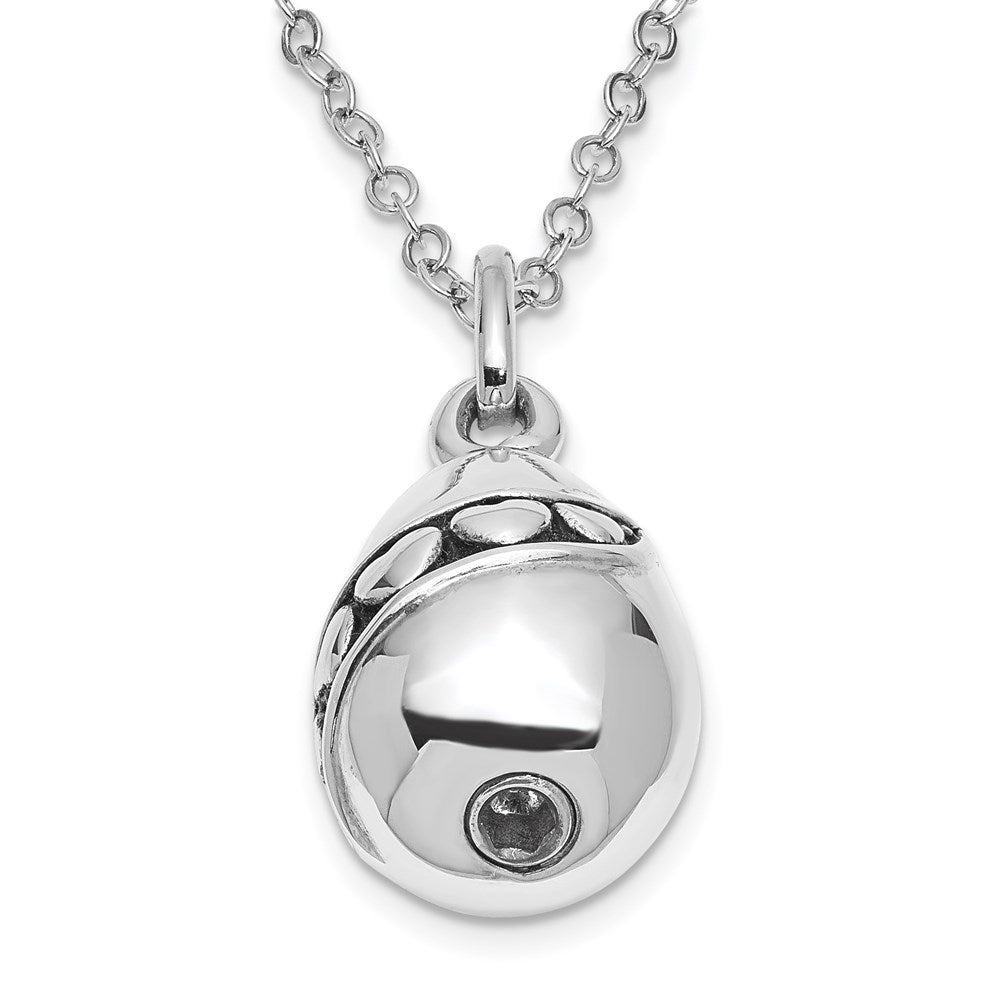 Sentimental Expressions Sterling Silver Rhodium-plated Antiqued Tear Of Love Ash Holder 18 Inch Necklace QSX531