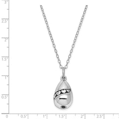 Sentimental Expressions Sterling Silver Rhodium-plated Antiqued Tear Of Love Ash Holder 18 Inch Necklace QSX531