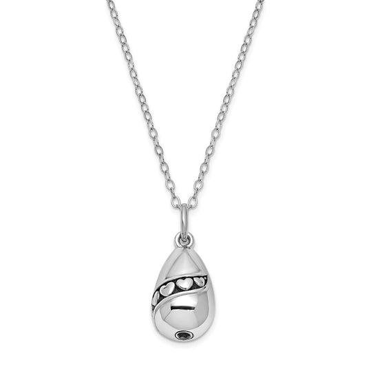 Sentimental Expressions Sterling Silver Rhodium-plated Antiqued Tear Of Love Ash Holder 18 Inch Necklace QSX531