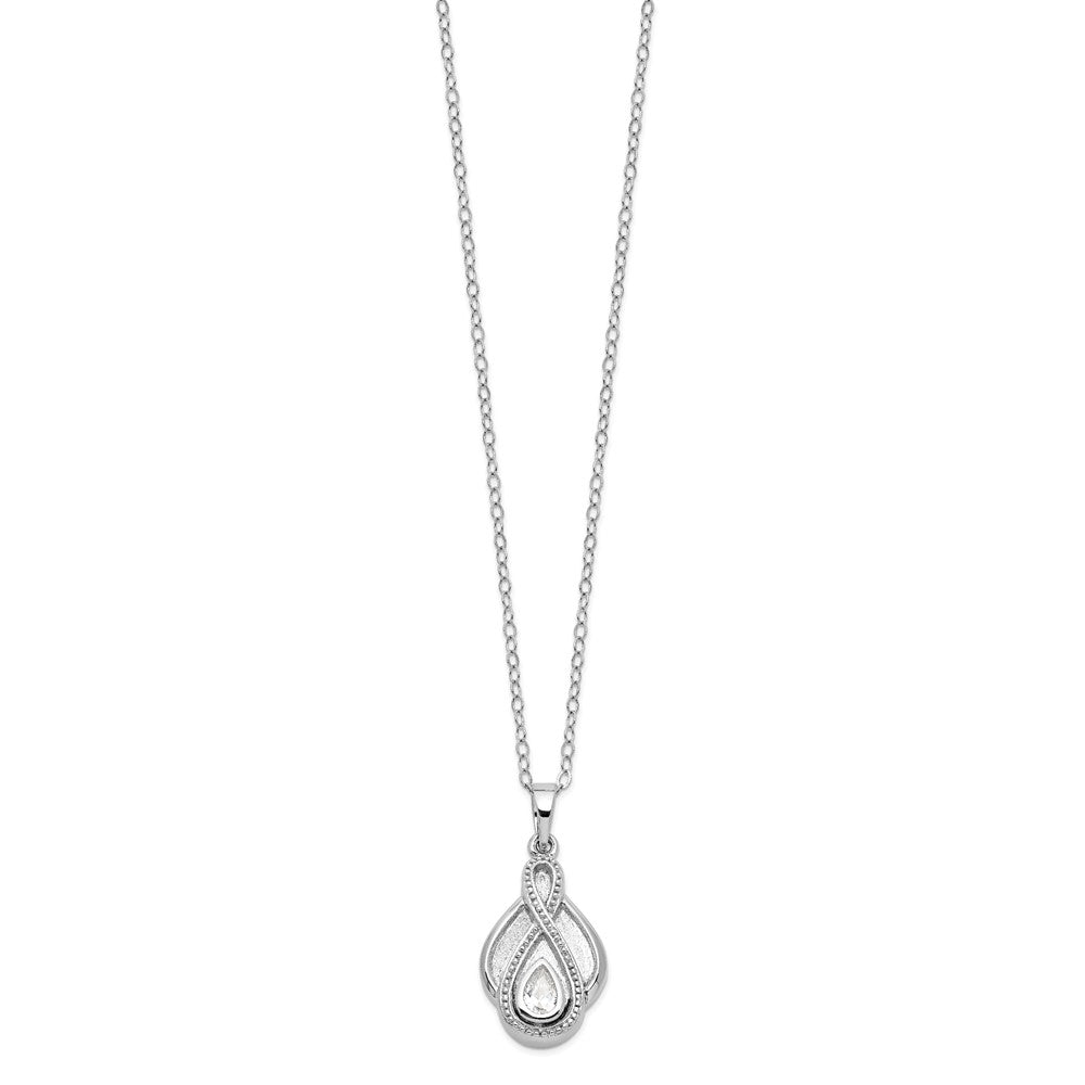 Sentimental Expressions Sterling Silver Rhodium-plated CZ Tear Of Strength Ash Holder 18 Inch Necklace QSX533