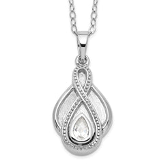 Sentimental Expressions Sterling Silver Rhodium-plated CZ Tear Of Strength Ash Holder 18 Inch Necklace QSX533