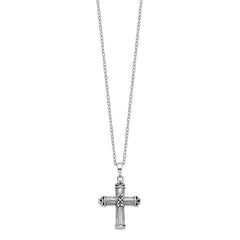 Sentimental Expressions Sterling Silver Rhodium-plated Antiqued Cross Ash Holder 18 Inch Necklace QSX541