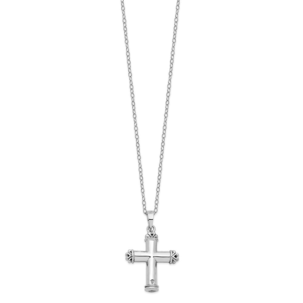 Sentimental Expressions Sterling Silver Rhodium-plated Antiqued Cross Ash Holder 18 Inch Necklace QSX541