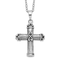 Sentimental Expressions Sterling Silver Rhodium-plated Antiqued Cross Ash Holder 18 Inch Necklace QSX541