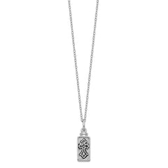 Sentimental Expressions Sterling Silver Rhodium-plated Antiqued Rectangle Box Cross Ash Holder 18 Inch Necklace QSX544