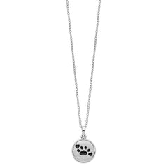 Sentimental Expressions Sterling Silver Rhodium-plated Enameled Paw Print Ash Holder 18 Inch Necklace QSX545