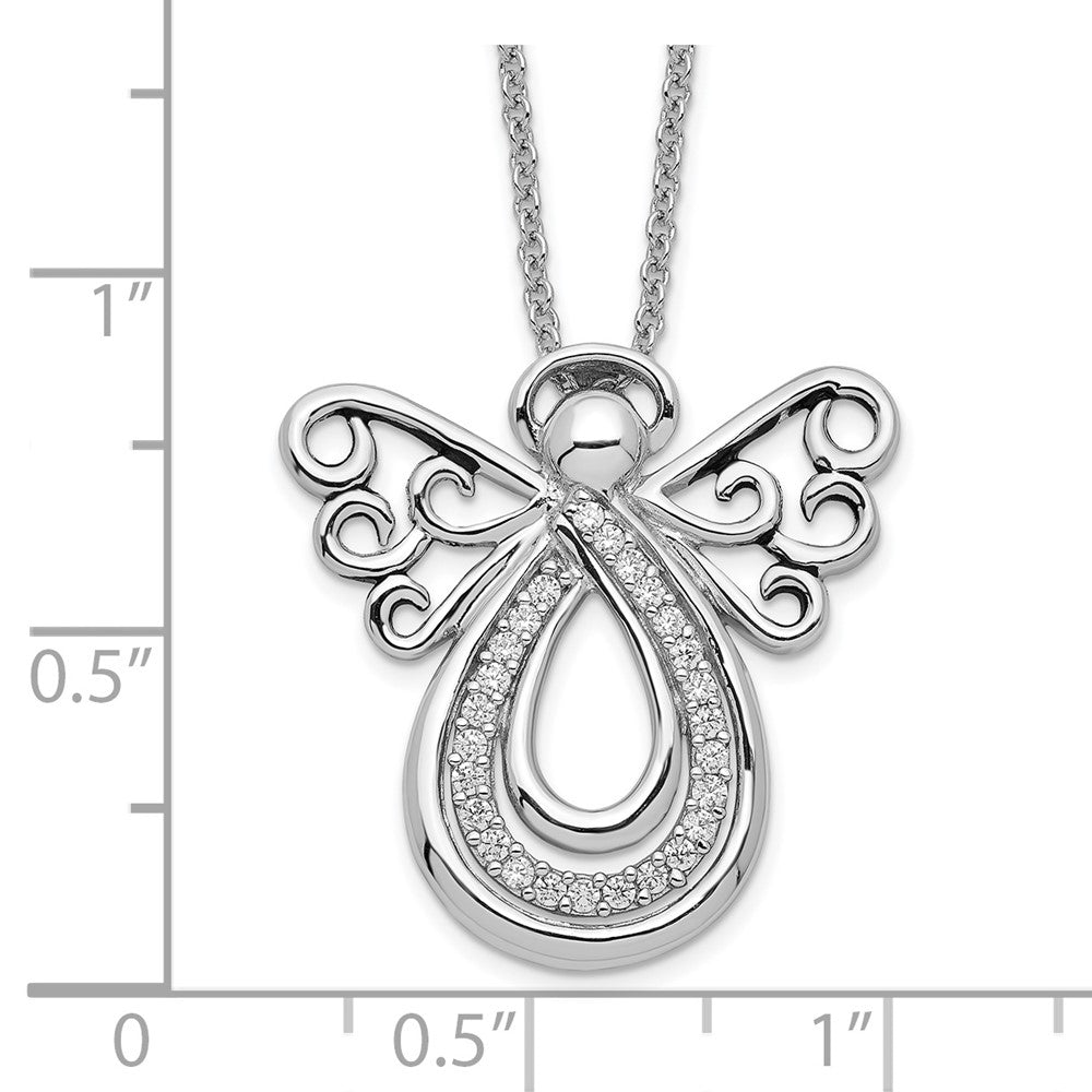 Sentimental Expressions Sterling Silver Rhodium-plated CZ Angel Of Comfort 18in. Necklace QSX547