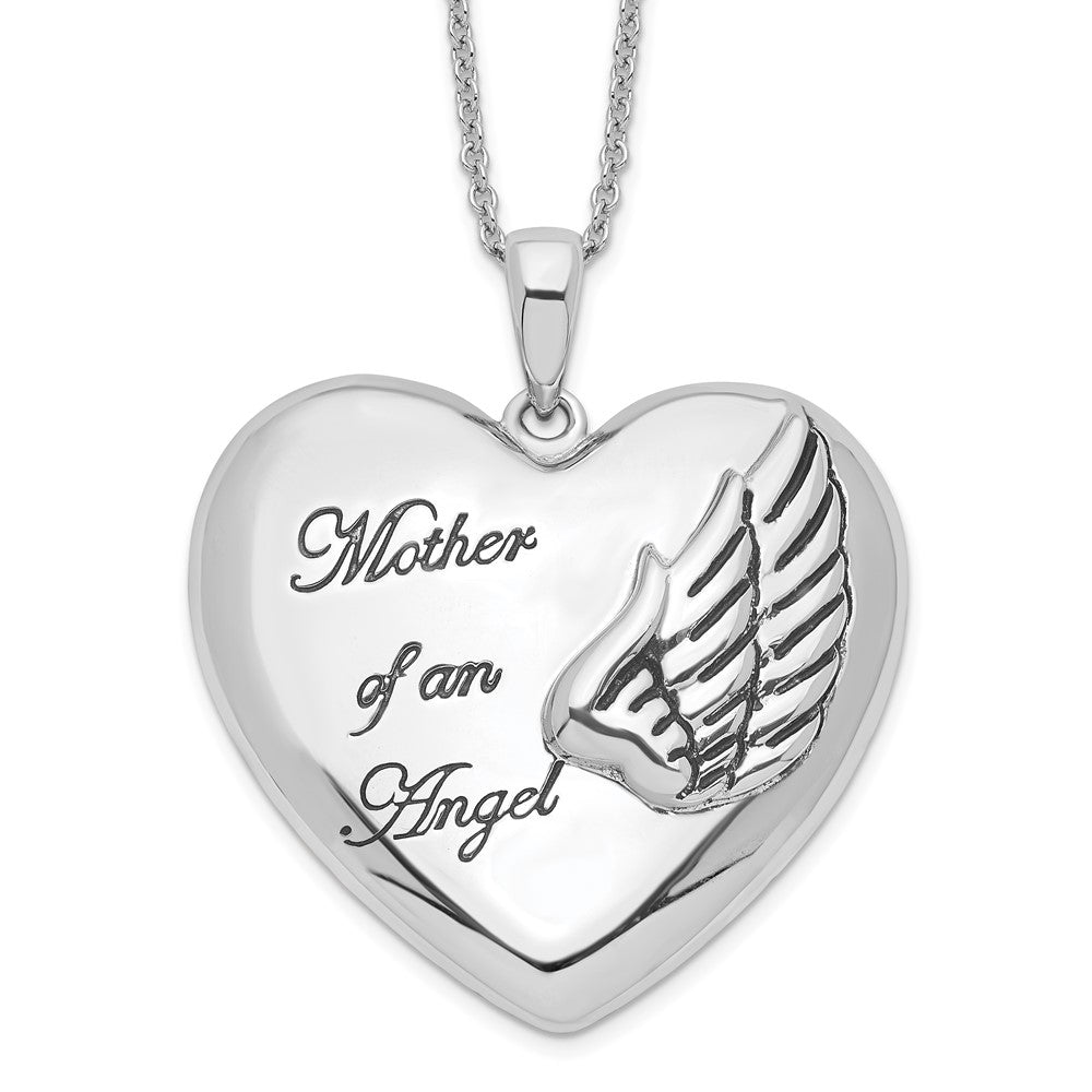 Sentimental Expressions Sterling Silver Rhodium-plated and Antiqued Mother of an Angel 18 Inch Necklace QSX570