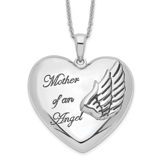 Sentimental Expressions Sterling Silver Rhodium-plated and Antiqued Mother of an Angel 18 Inch Necklace QSX570