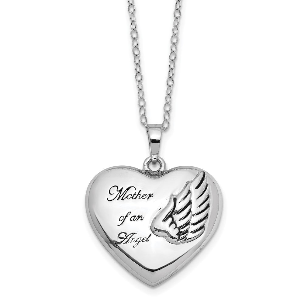 Sentimental Expressions Sterling Silver Rhodium-plated and Antiqued Mother of an Angel Heart Ash Holder 18 Inch Necklace QSX571
