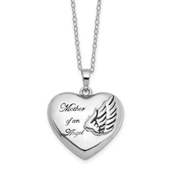 Sentimental Expressions Sterling Silver Rhodium-plated and Antiqued Mother of an Angel Heart Ash Holder 18 Inch Necklace QSX571