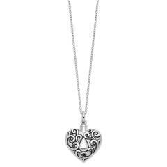 Sentimental Expressions Sterling Silver Rhodium-plated Antiqued Grieving Heart Ash Holder 18 Inch Necklace QSX573