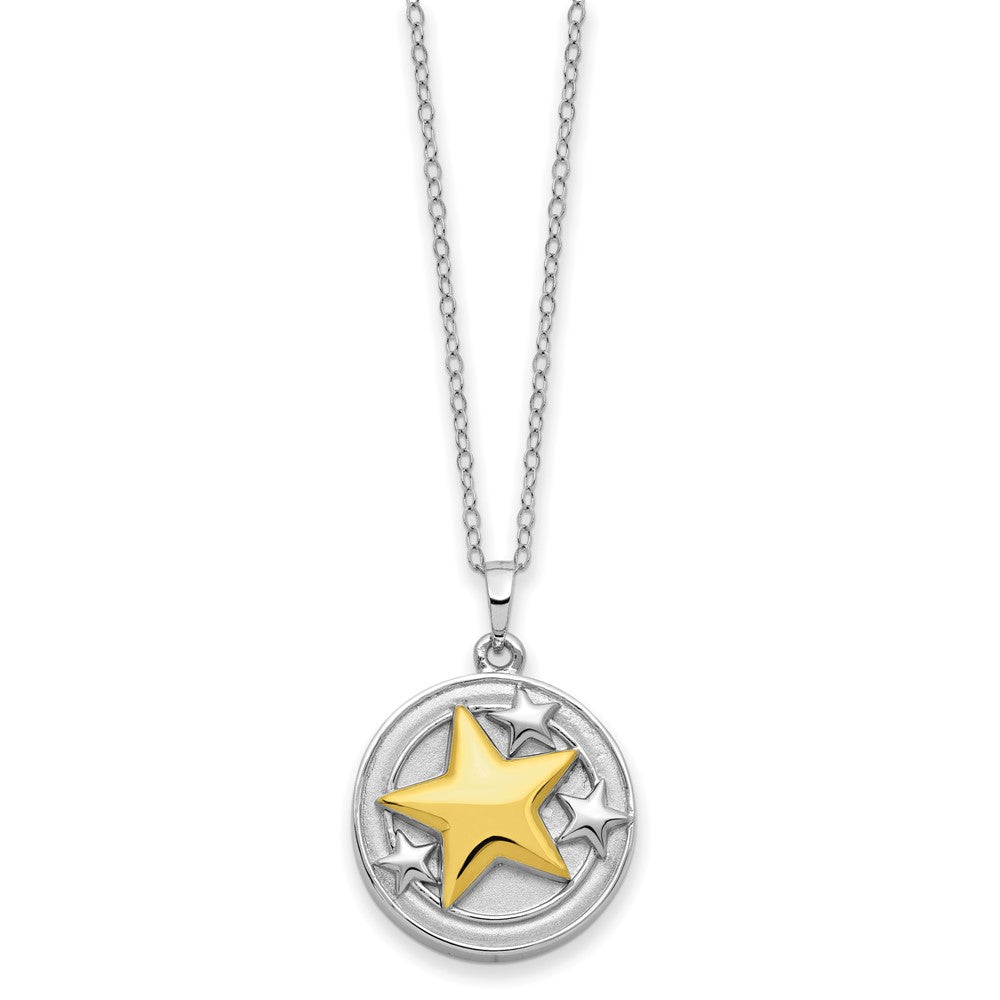 Sentimental Expressions Sterling Silver Rhodium-plated Gold-plated Your Brightest Star Ash Holder 18 Inch Necklace QSX574