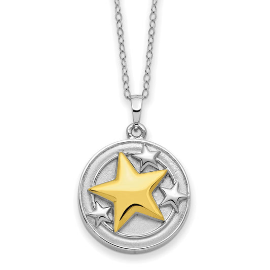 Sentimental Expressions Sterling Silver Rhodium-plated Gold-plated Your Brightest Star Ash Holder 18 Inch Necklace QSX574