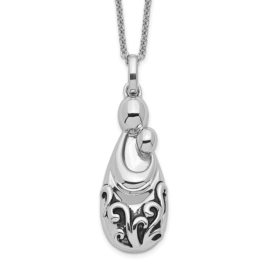 Sentimental Expressions Sterling Silver Rhodium-plated Mother's Pride and Joy 18in. Necklace QSX598