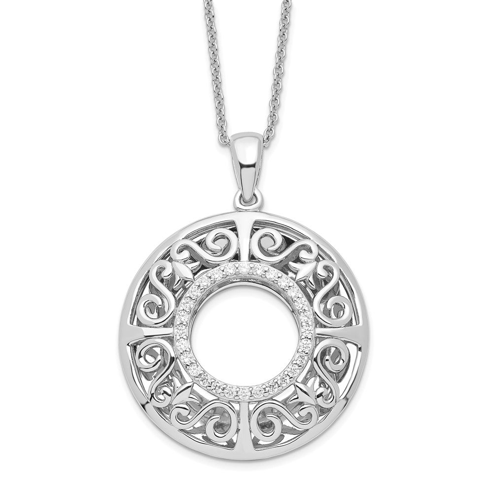 Sentimental Expressions Sterling Silver Gold-plated Antiqued CZ I Love You More 18in. Necklace QSX599