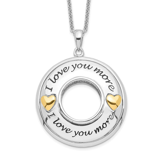 Sentimental Expressions Sterling Silver Gold-plated Antiqued CZ I Love You More 18in. Necklace QSX599
