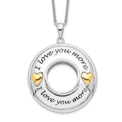 Sentimental Expressions Sterling Silver Gold-plated Antiqued CZ I Love You More 18in. Necklace QSX599