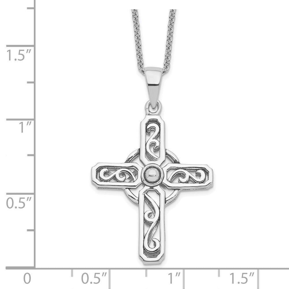 Sentimental Expressions Sterling Silver Rhodium-plated Prayer Cross 18in. Necklace QSX605