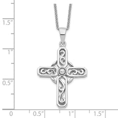 Sentimental Expressions Sterling Silver Rhodium-plated Prayer Cross 18in. Necklace QSX605