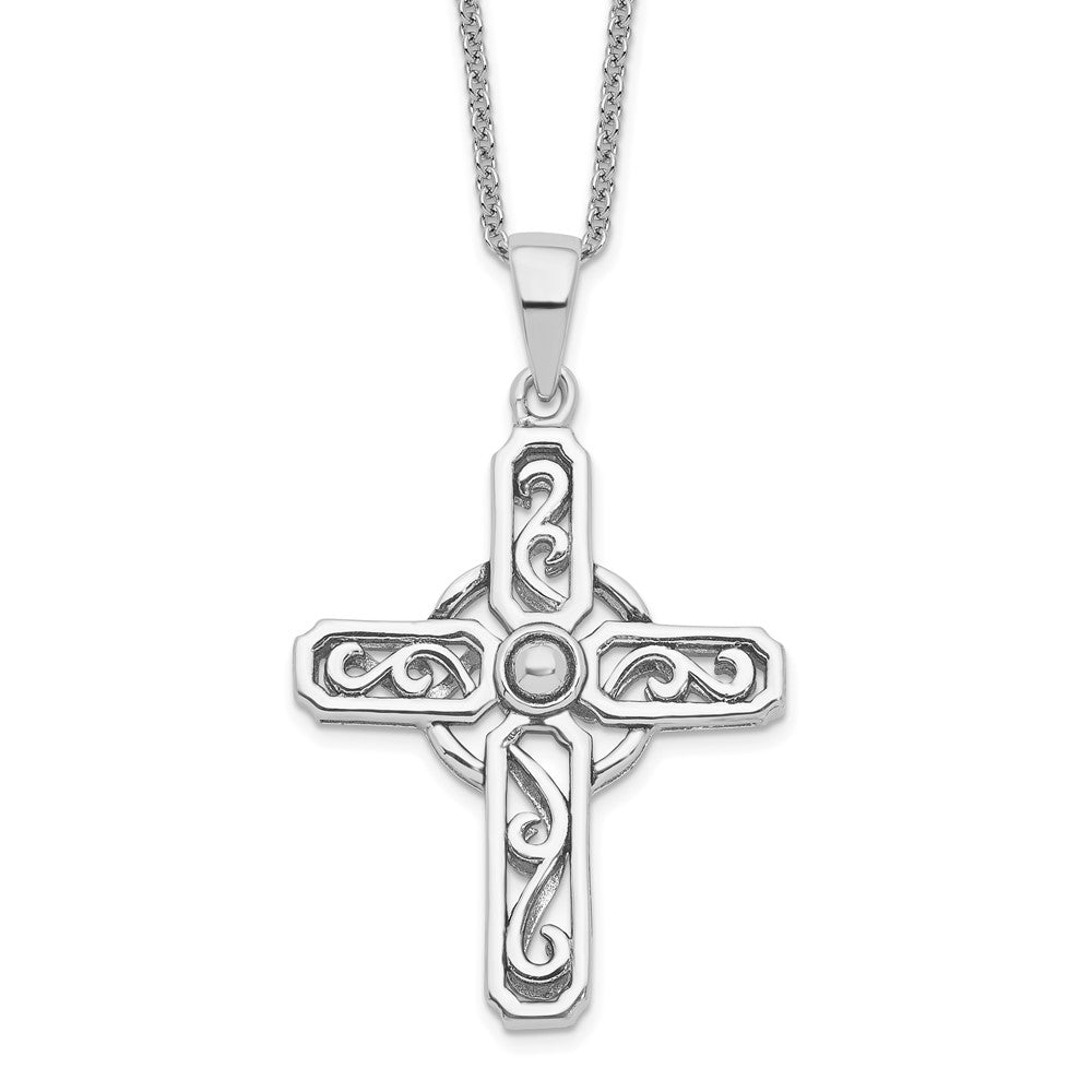 Sentimental Expressions Sterling Silver Rhodium-plated Prayer Cross 18in. Necklace QSX605