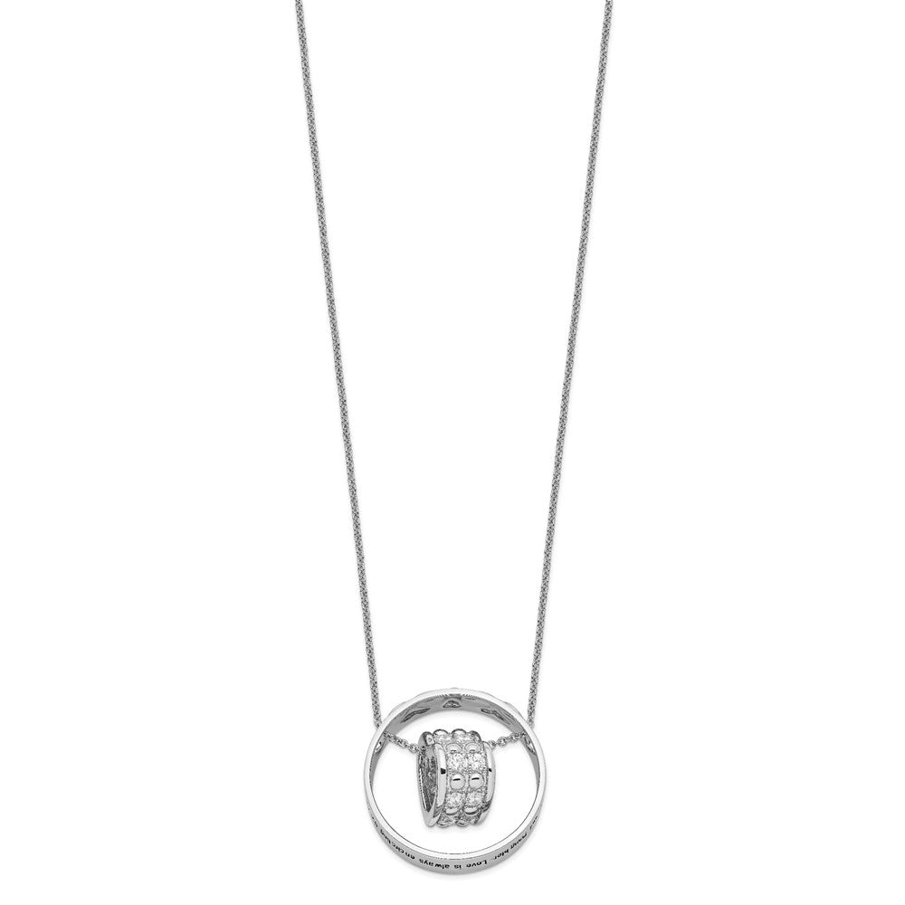 Sentimental Expressions Sterling Silver Rhodium-plated CZ Antiqued Mother and Daughter 18 Inch Necklace QSX622