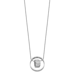 Sentimental Expressions Sterling Silver Rhodium-plated CZ Antiqued Mother and Daughter 18 Inch Necklace QSX622