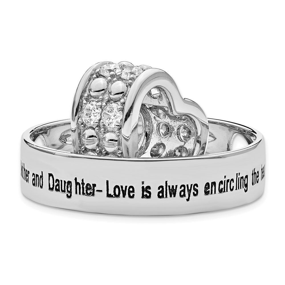 Sentimental Expressions Sterling Silver Rhodium-plated CZ Antiqued Mother and Daughter 18 Inch Necklace QSX622