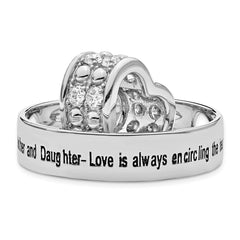 Sentimental Expressions Sterling Silver Rhodium-plated CZ Antiqued Mother and Daughter 18 Inch Necklace QSX622