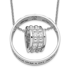 Sentimental Expressions Sterling Silver Rhodium-plated CZ Antiqued Mother and Daughter 18 Inch Necklace QSX622
