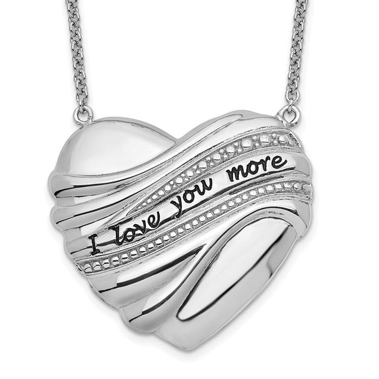 Sentimental Expressions Sterling Silver Rhodium-plated Antiqued I Love You More 18in. Necklace QSX631