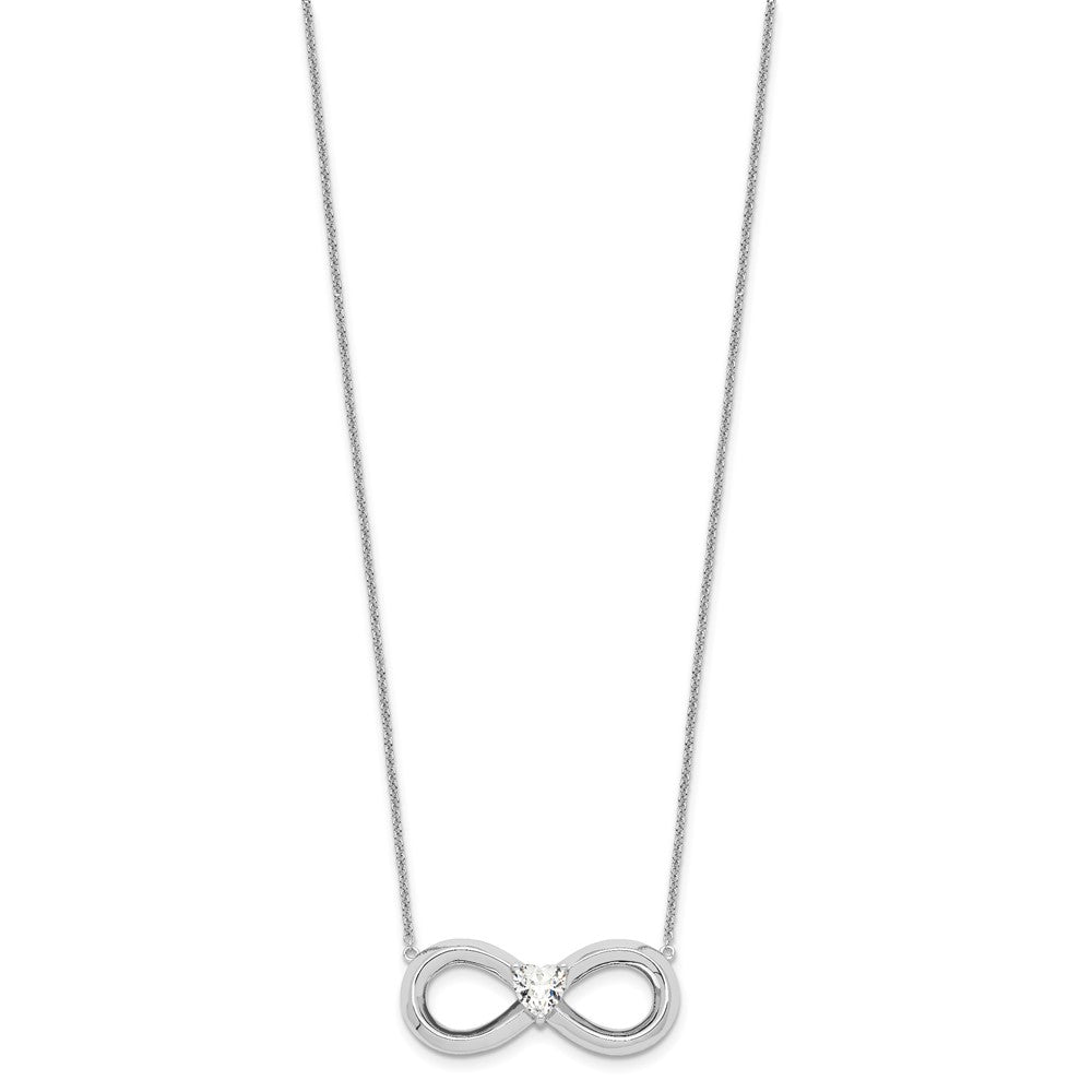 Sentimental Expressions Sterling Silver Rhodium-plated CZ Antiqued Forever 19in. Necklace QSX644