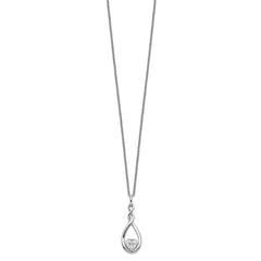 Sentimental Expressions Sterling Silver Rhodium-plated CZ Love You Forever 18in. Necklace QSX664