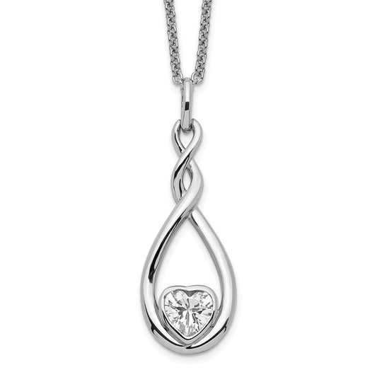 Sentimental Expressions Sterling Silver Rhodium-plated CZ Love You Forever 18in. Necklace QSX664